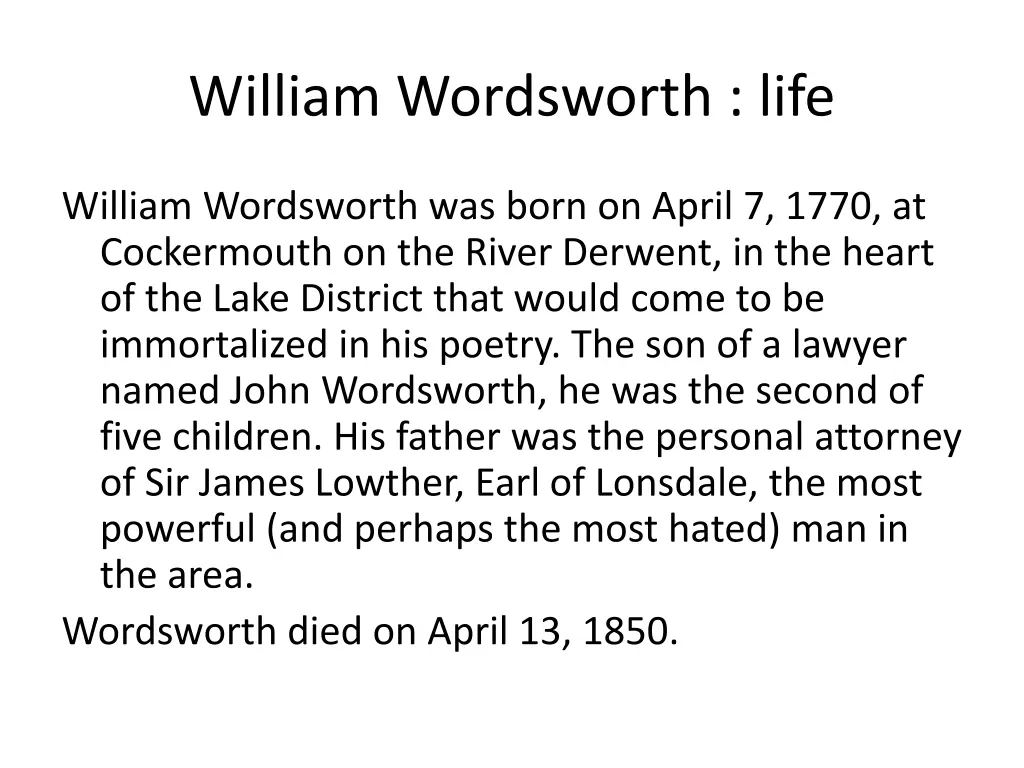 william wordsworth life