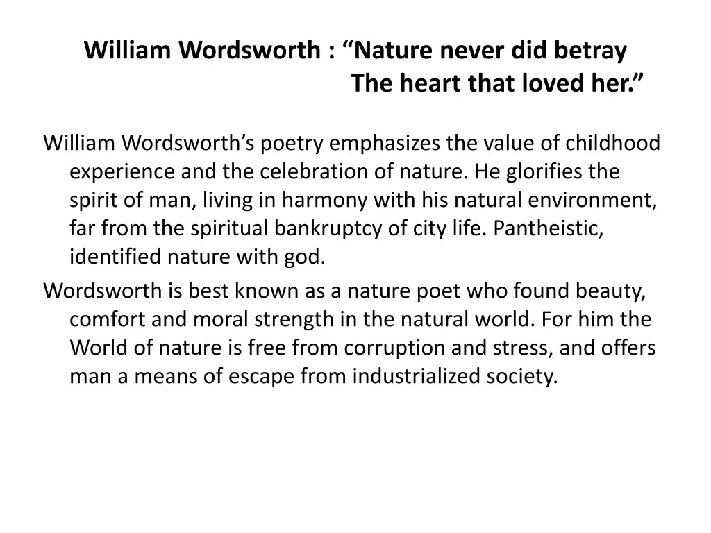 william wordsworth nature never did betray