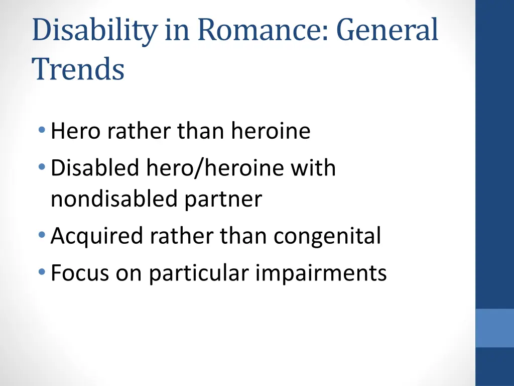 disability in romance general trends