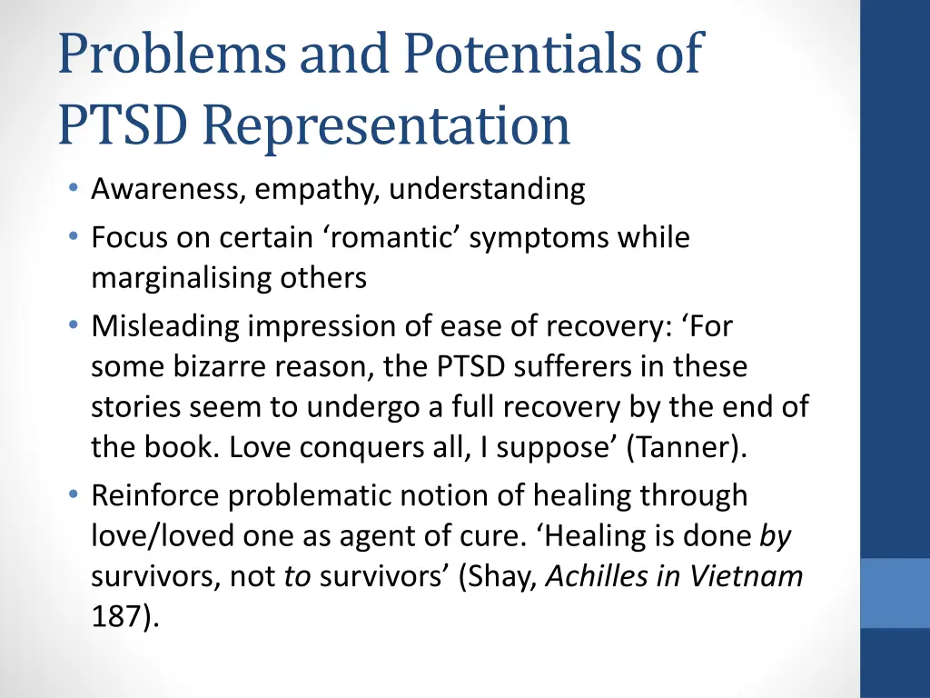 problems and potentials of ptsd representation