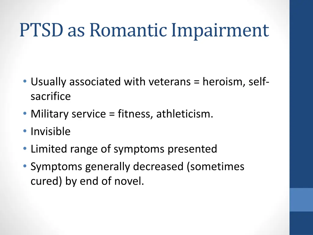 ptsd as romantic impairment