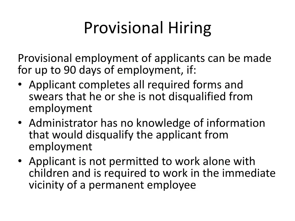 provisional hiring