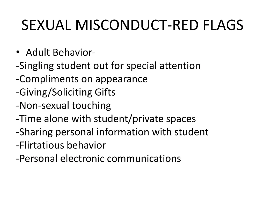 sexual misconduct red flags