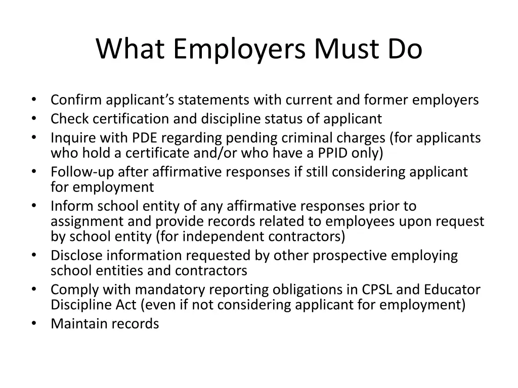 what employers must do