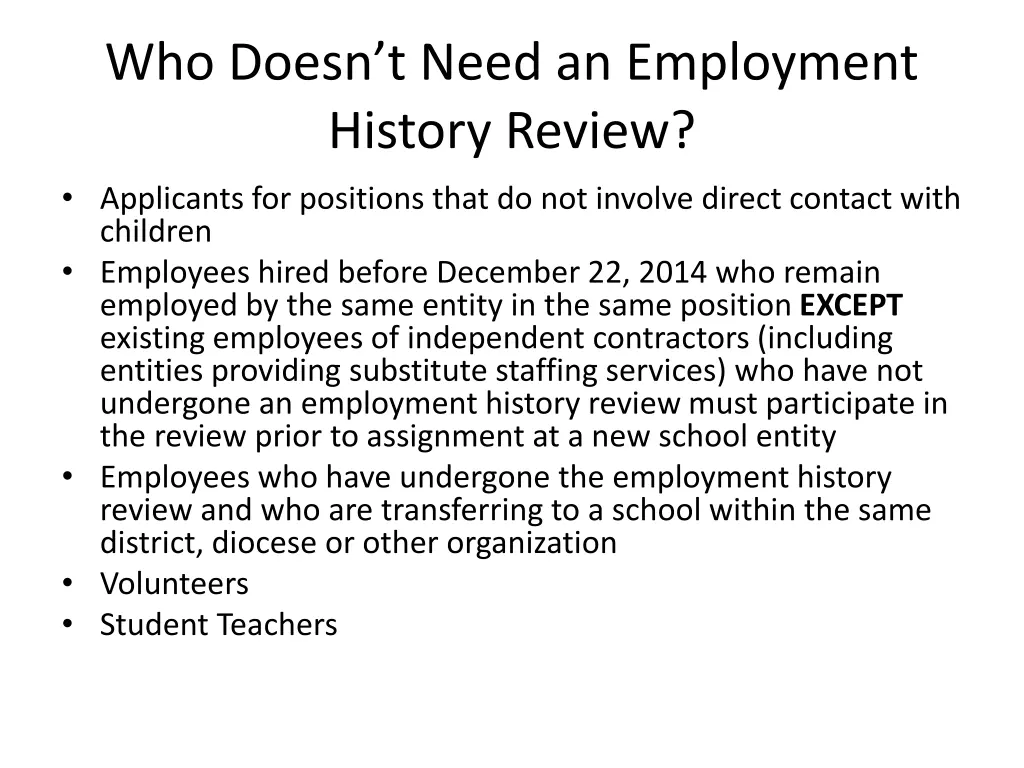 who doesn t need an employment history review