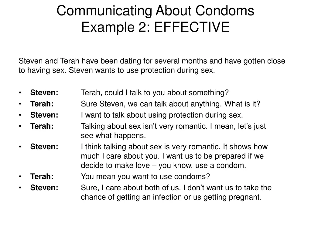 communicating about condoms example 2 effective