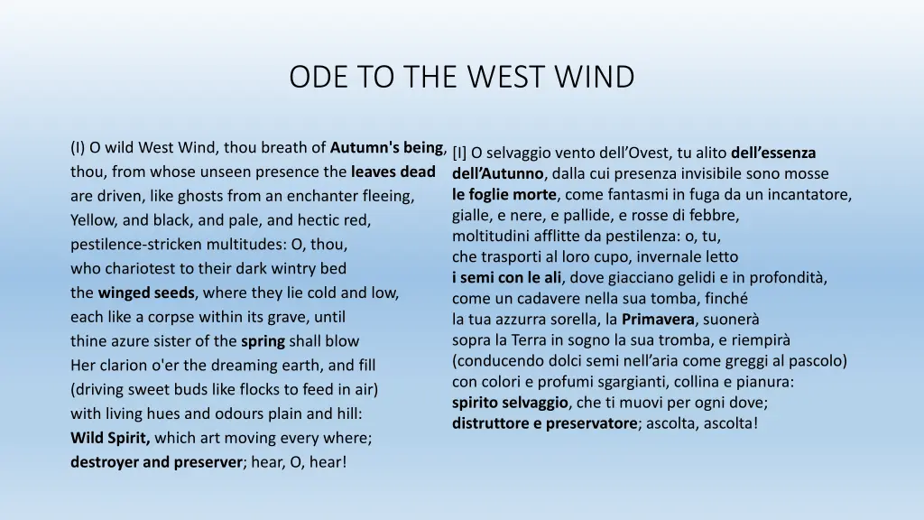 ode to the west wind