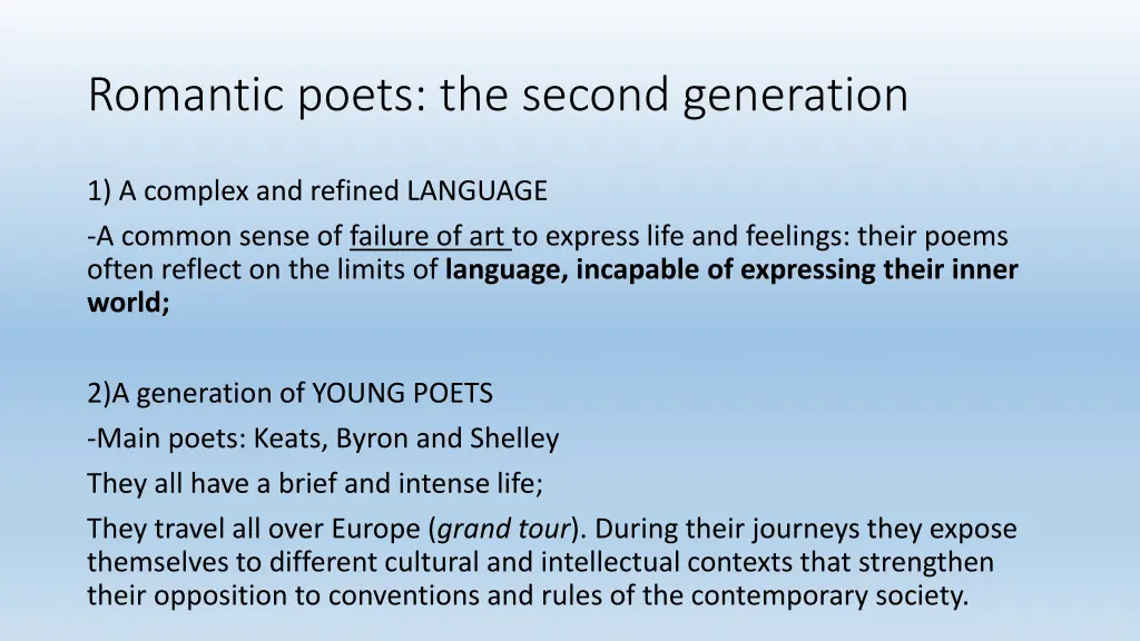 romantic poets the second generation 1