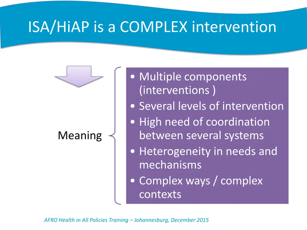 isa hiap is a complex intervention