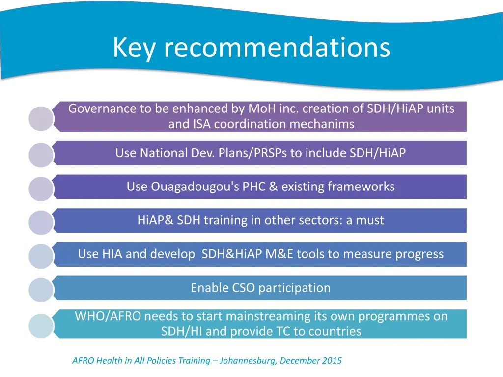 key recommendations