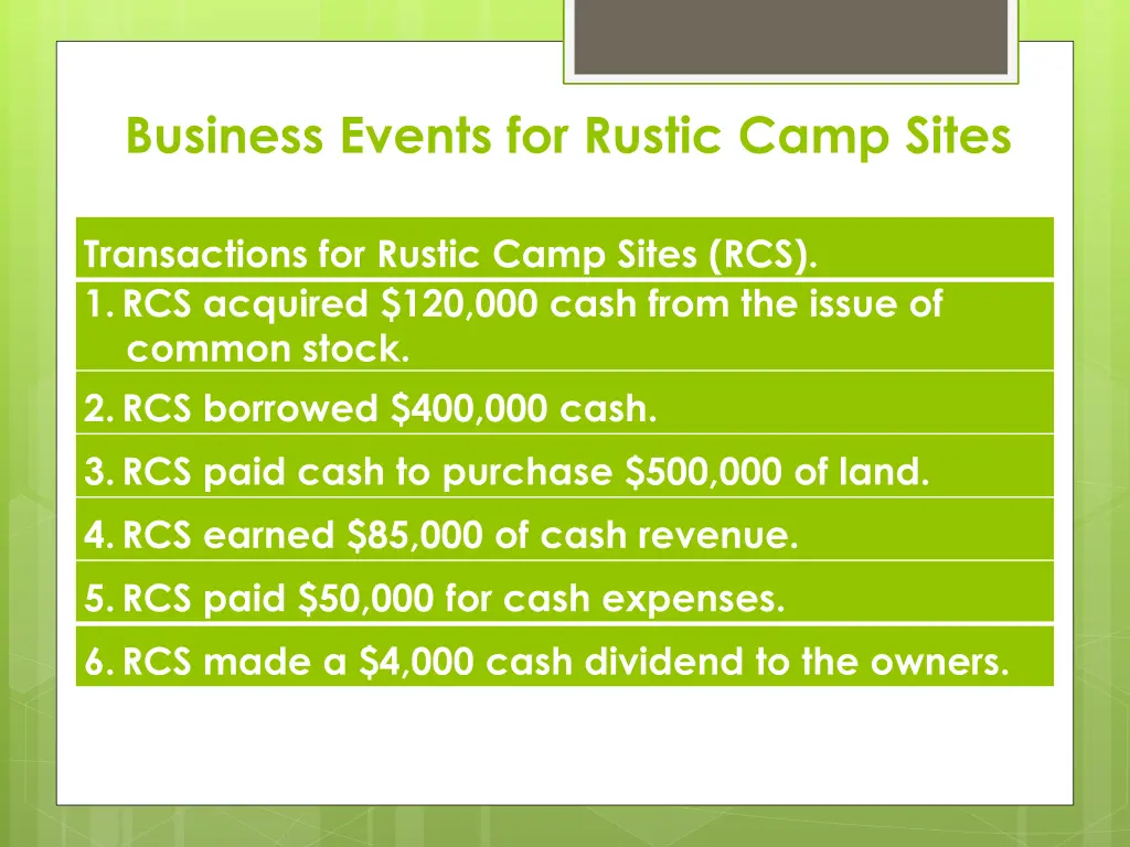 business events for rustic camp sites