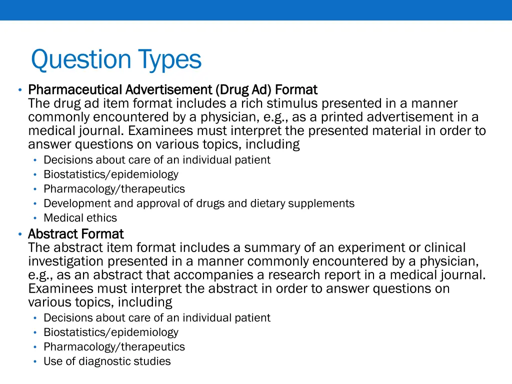 question types pharmaceutical advertisement drug