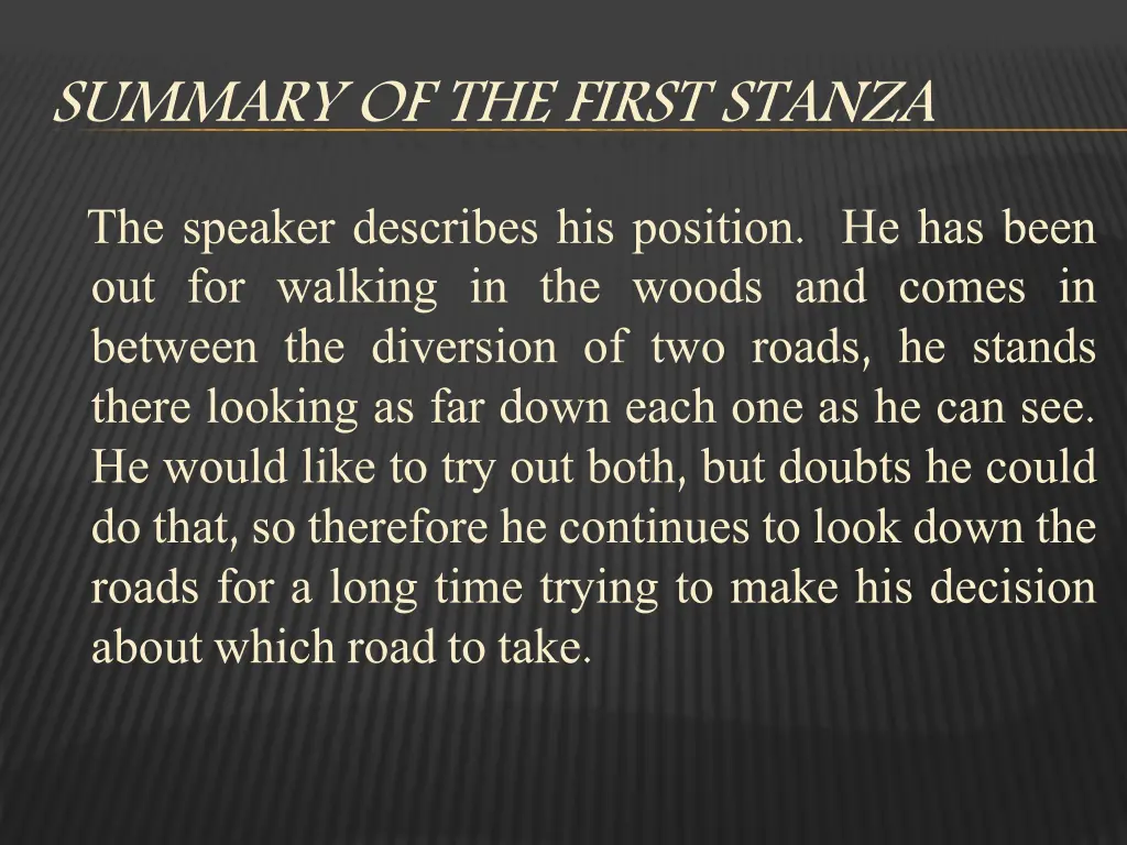 summary of the first stanza