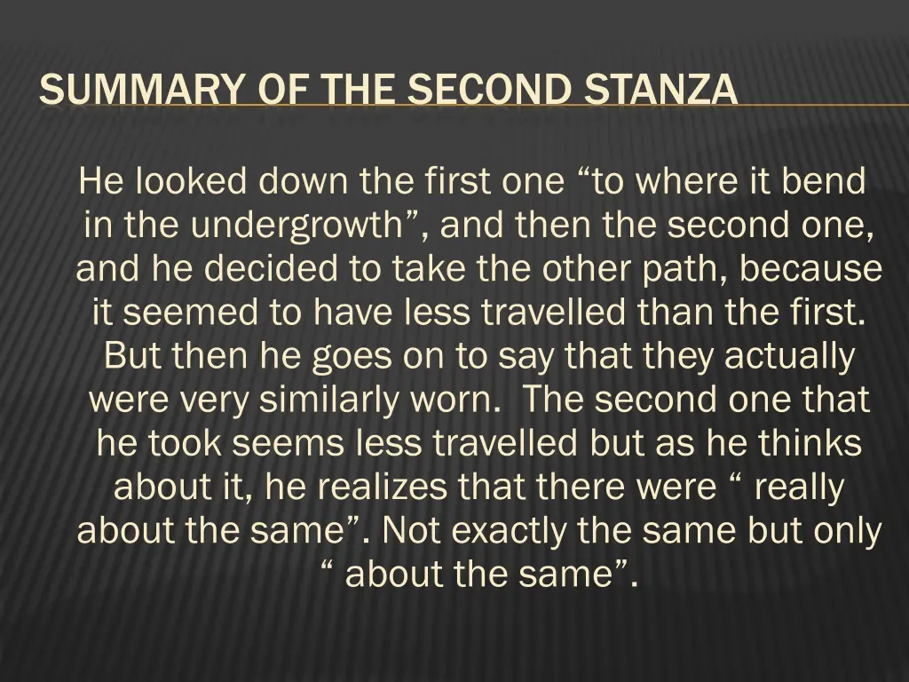 summary of the second stanza