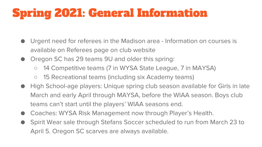 spring 2021 general information