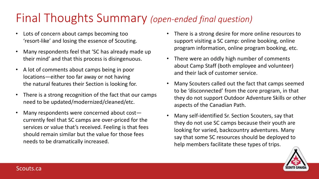 final thoughts summary open ended final question