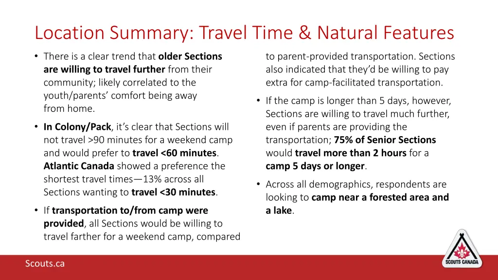 location summary travel time natural features