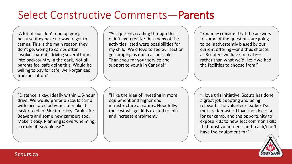 select constructive comments parents