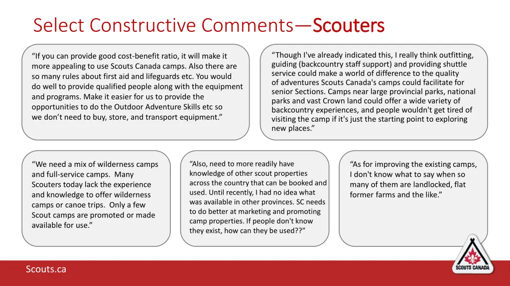 select constructive comments scouters