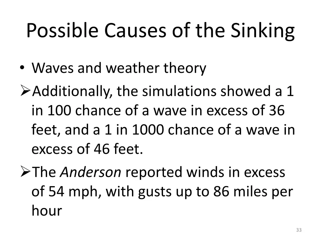 possible causes of the sinking 1