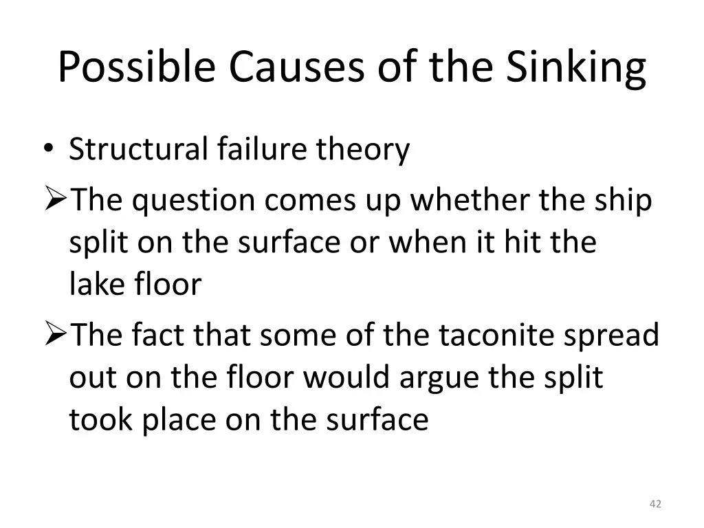 possible causes of the sinking 10