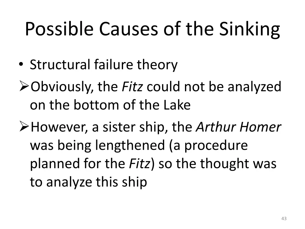 possible causes of the sinking 11