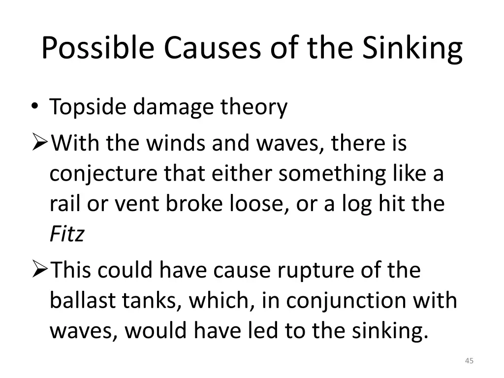 possible causes of the sinking 13