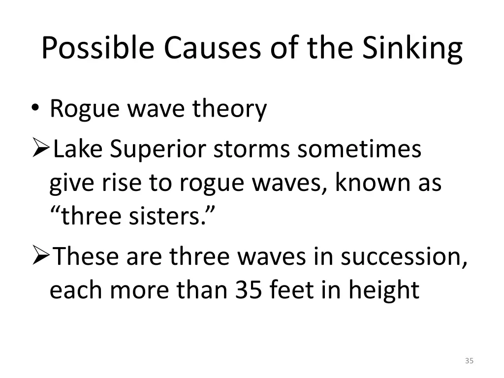 possible causes of the sinking 3