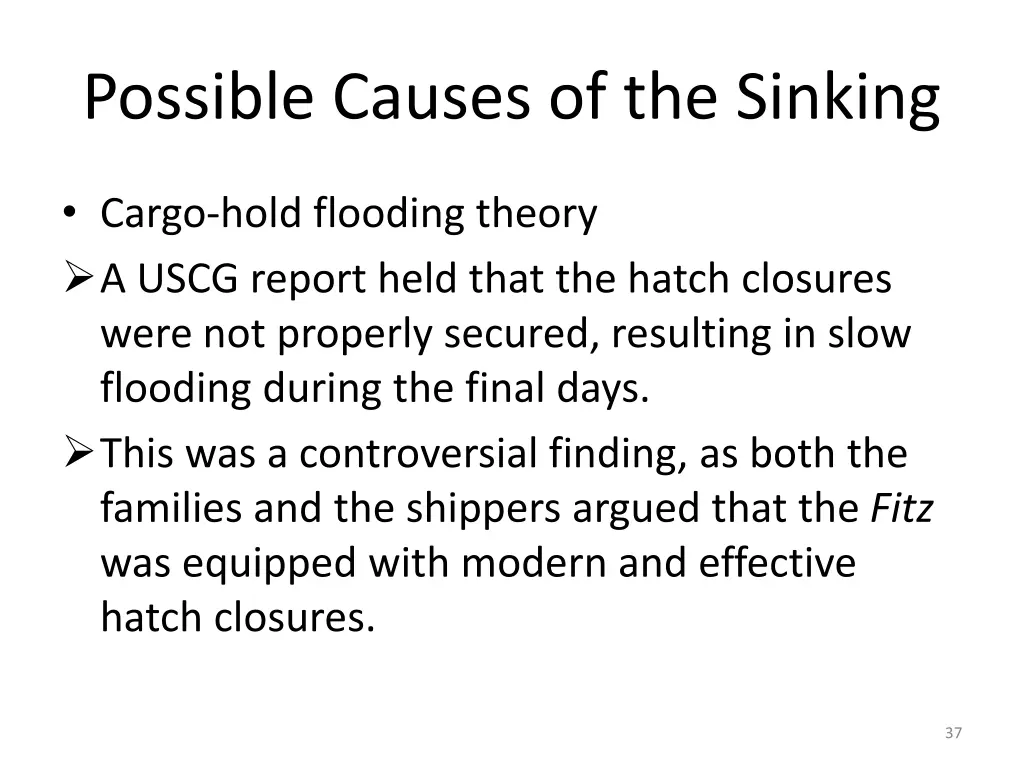 possible causes of the sinking 5