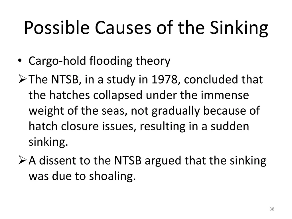 possible causes of the sinking 6