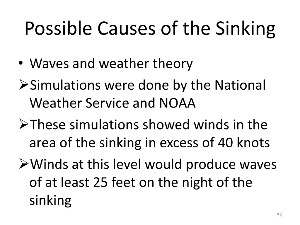 possible causes of the sinking