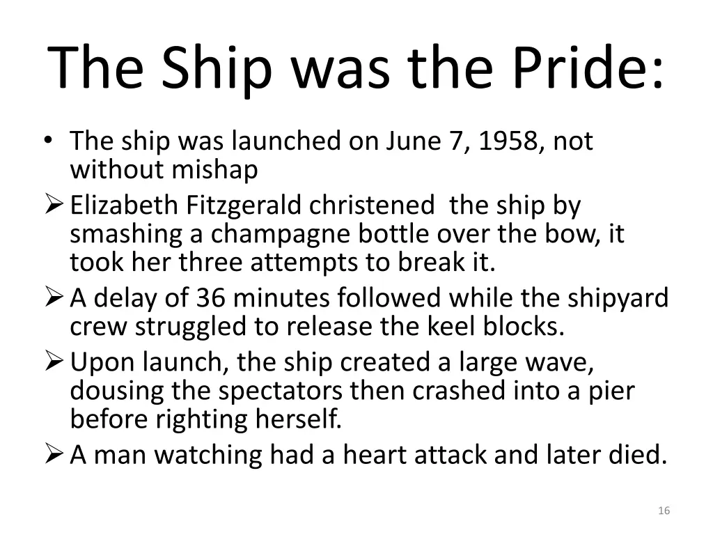 the ship was the pride 1