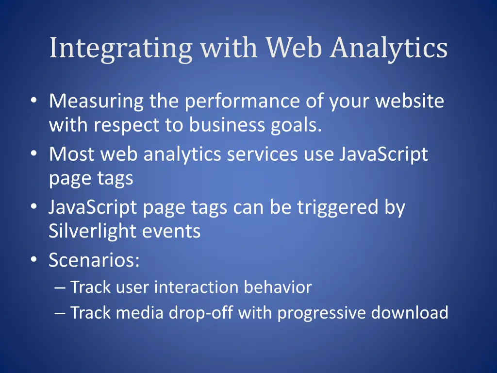 integrating with web analytics