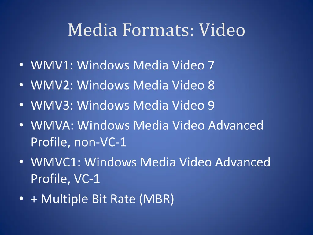 media formats video