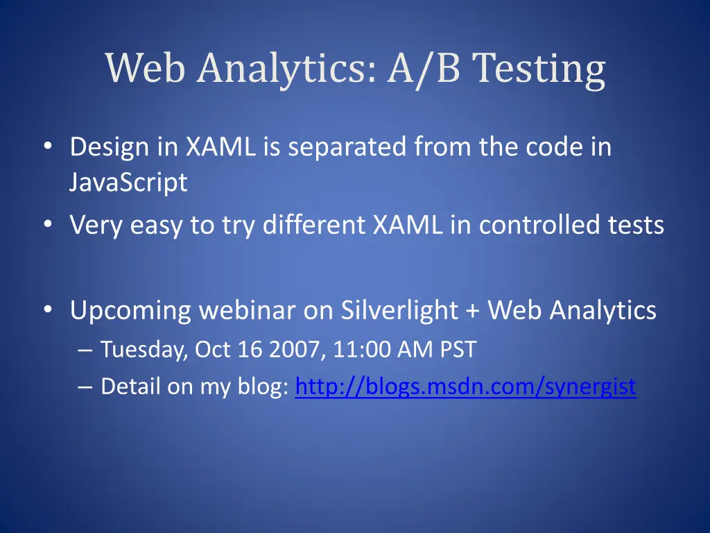 web analytics a b testing