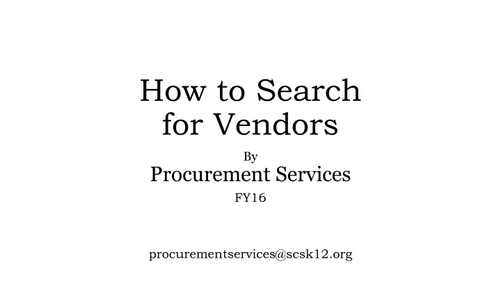 how to search for vendors