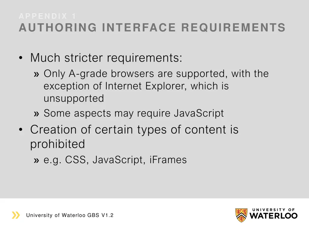 appendix 1 authoring interface requirements