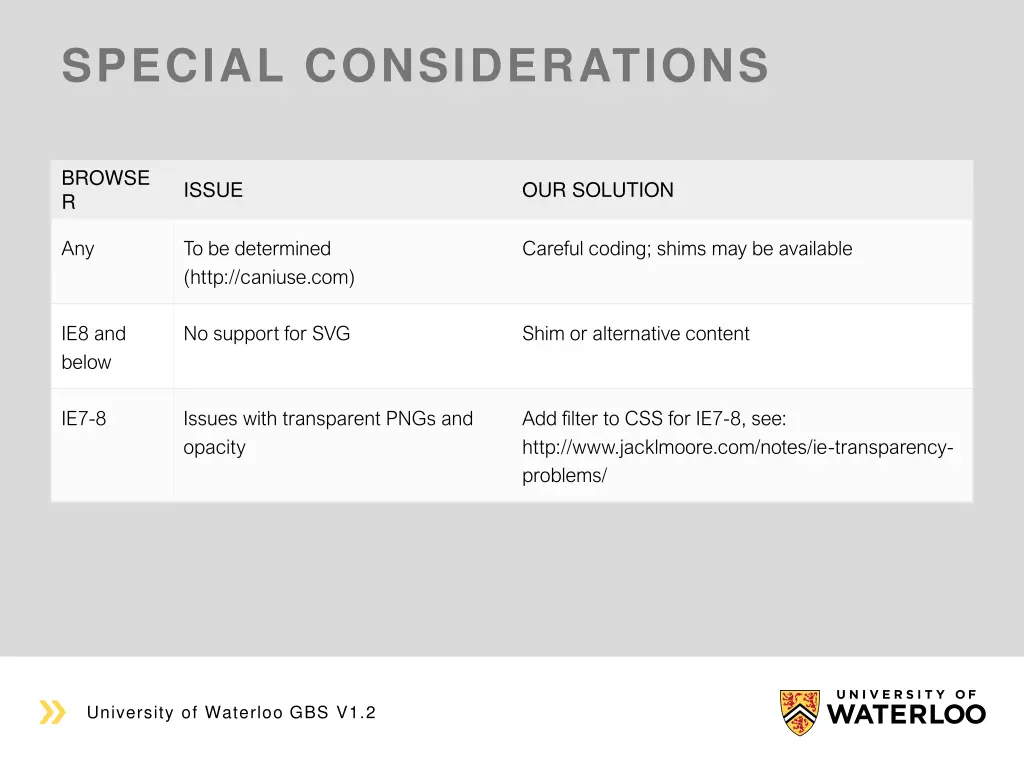 special considerations 1