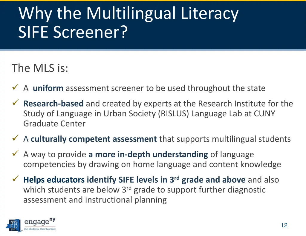 why the multilingual literacy sife screener