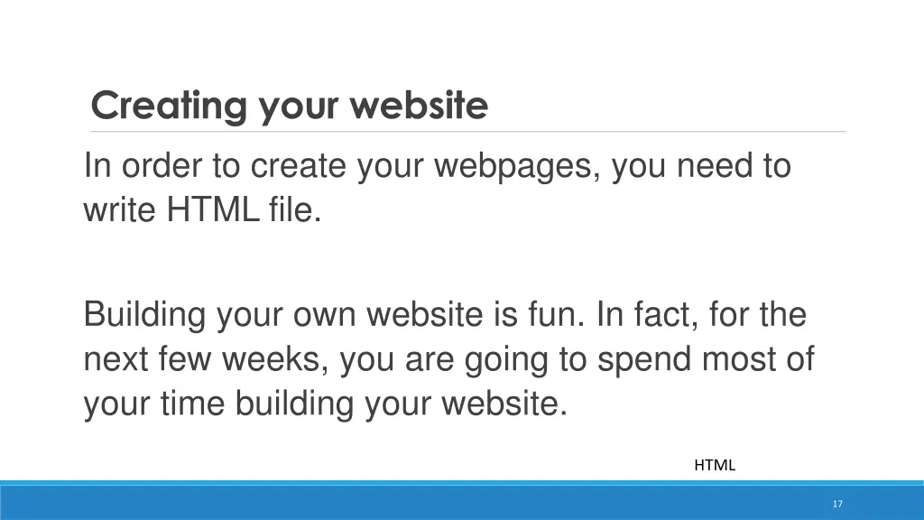 creating your website in order to create your