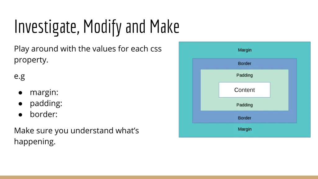 investigate modify and make