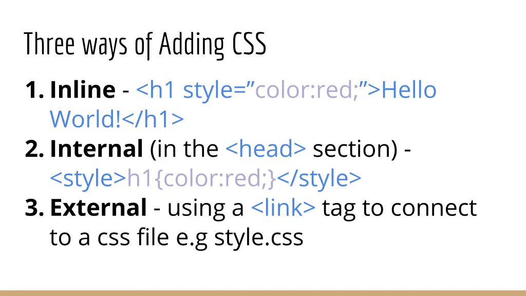 three ways of adding css