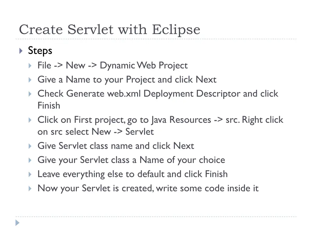 create servlet with eclipse