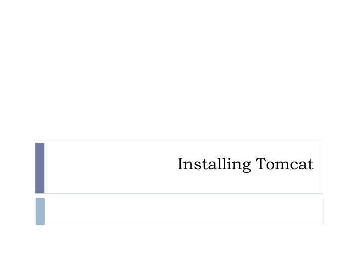 installing tomcat