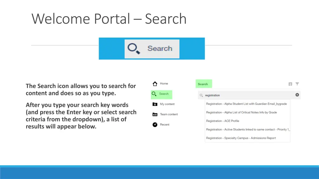 welcome portal search