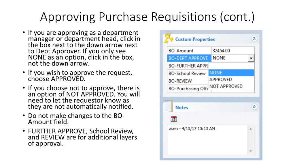 approving purchase requisitions cont