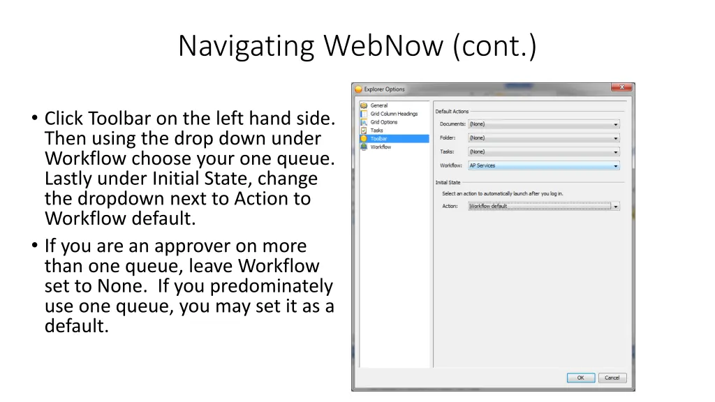 navigating webnow cont