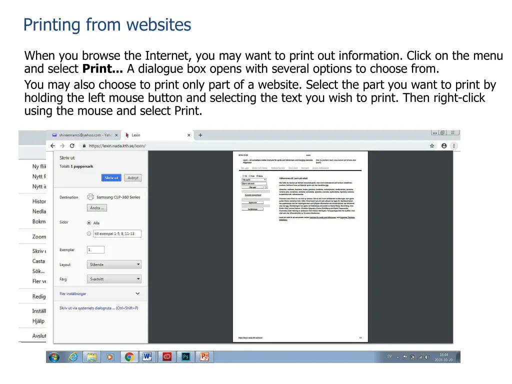 printing from websites