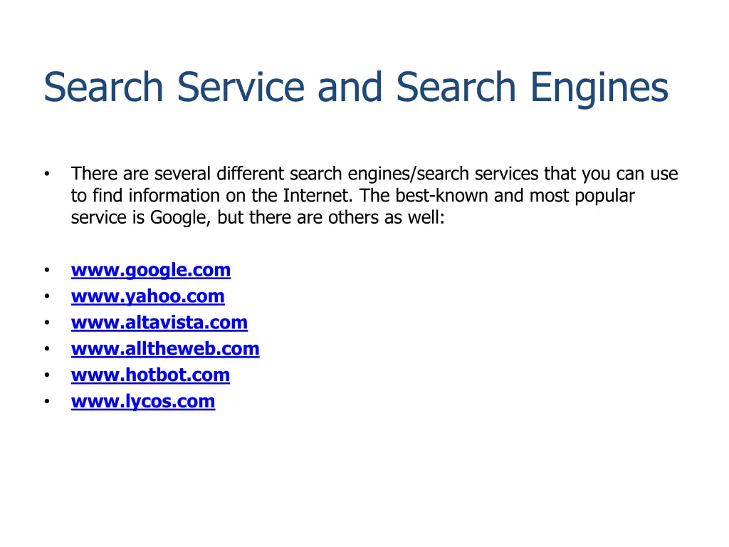 search service and search engines