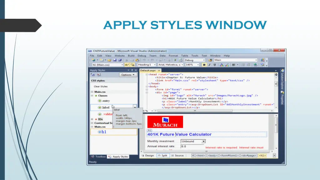 apply styles window